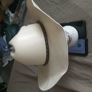 Justin's Cowboy Dude Designer Vinyl Hat. w leather band Sz 7.5 $45 +scarf/ hat